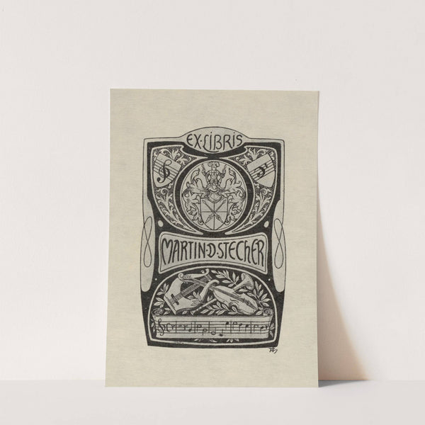Bookplate of Martin D. Stecher by Adolf Matthias Hildebrandt
