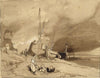 Bord de Plage (Fishing-boats on a beach, storm clouds in the distance)