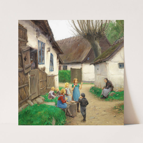 Børn, der blæser sæbebobler by Hans Andersen Brendekilde