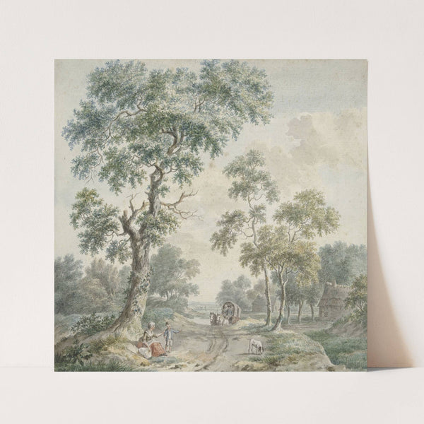 Boszoom met boerenwoningen en een zandpad by Gerardus Wieringa