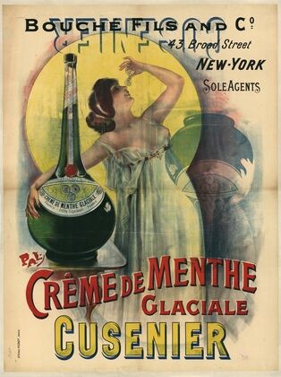 Bouchée fils and C°. New York sole Agents Crème de menthe glaciale Cusenier (1898)