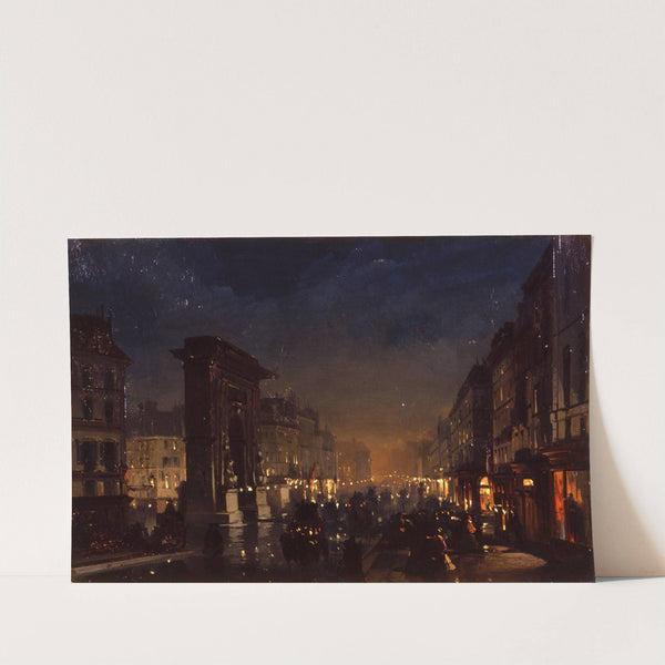 Boulevard et Porte Saint Denis, Olio su Cartoncino Intelato by Ippolito Caffi