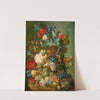 Bouquet of flowers and fruits on an entablature by Jan Van Os