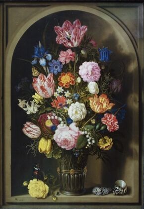 Bouquet Of Flowers In A Stone Niche