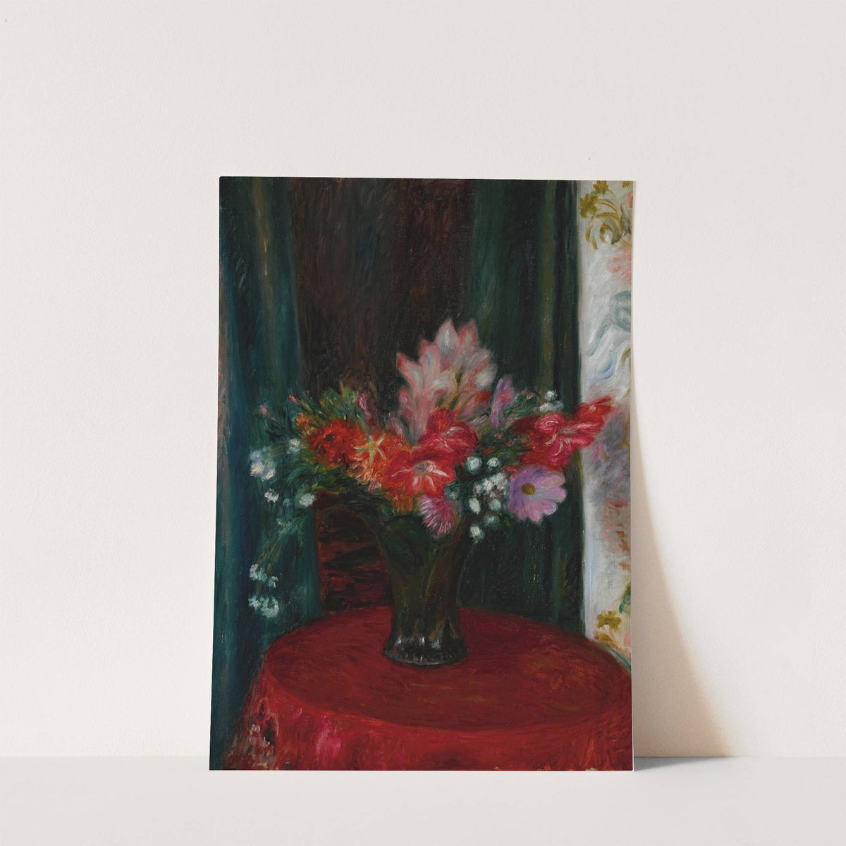 Bouquet on Red Tablecloth by William James Glackens