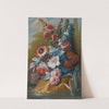 Bouquets of flowers on a ledge above water by Mary Moser