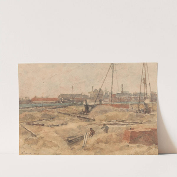 Bouwterrein bij het Wilhelmina Gasthuis by Wilhelmus Johannes Steenhoff