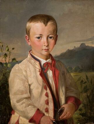 Boy against landscape