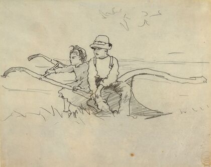 Boy and Girl on a Plow
