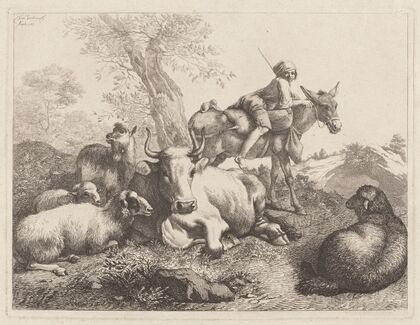 Boy on a Donkey Watching over a Group of Animals (1763)