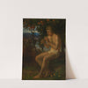 Boy playing the flute by the lake by Albert Lang