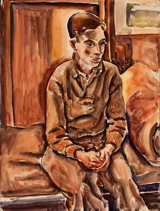 Boy Sitting on Cot (1936)