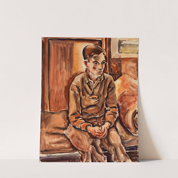 Boy Sitting on Cot (1936) by James Nibbie