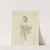 Boy wearing tunic with terra cotta bowl in his lap by Stewart Watson