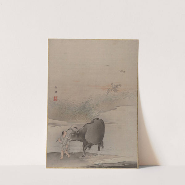 Boy with Cow at the River’s Edge by Hashimoto Gahō