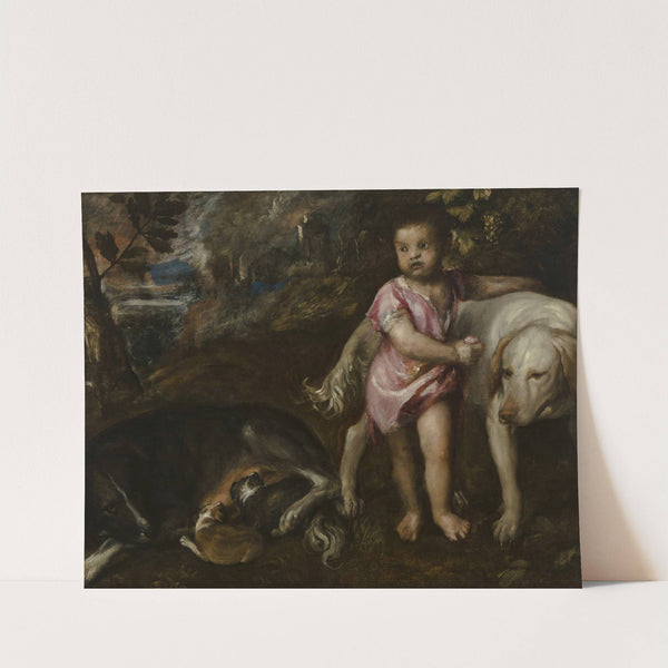 Boy with Dogs in a Landscape by Titian