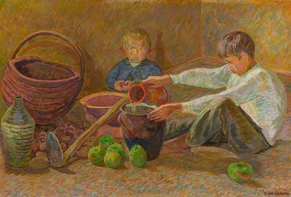 Boys pouring water (1935) — size preview