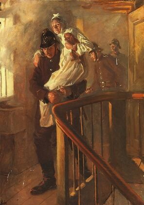 Brandmand redder en gammel Dame (1902)