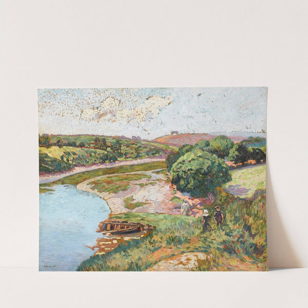 Breton et Bretonne au bord de L&#039;Aven by Henri Delavallée