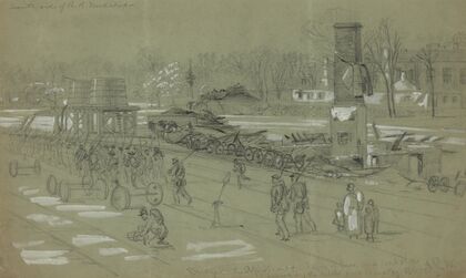 Bridge on the Appotomax–Train of Cars and workshops burned by the rebels on evacuating Petersburg