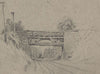 Bridge over railroad tracks, with telegraph poles on the left (1855)