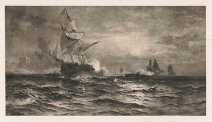 Brig Gen. Armstrong engaging British fleet in harbor of Fayne, Sept. 26, 1814 (1895)