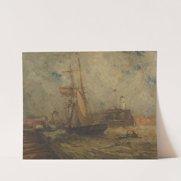 Brigantine going into Littlehampton Harbour by Nelson Dawson