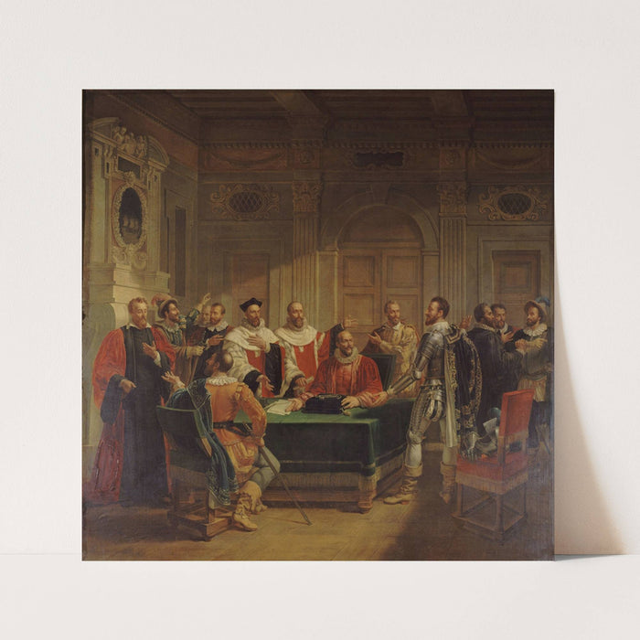 Brissac négociant auprès des échevins l’entrée d’Henri IV dans Paris (1827) by Jean-Baptiste Messier