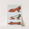 Brocade shoe; red and white satin shoe; shoe belonging to Rosa Anderson, a fair maid of Perth by T. Watson Greig