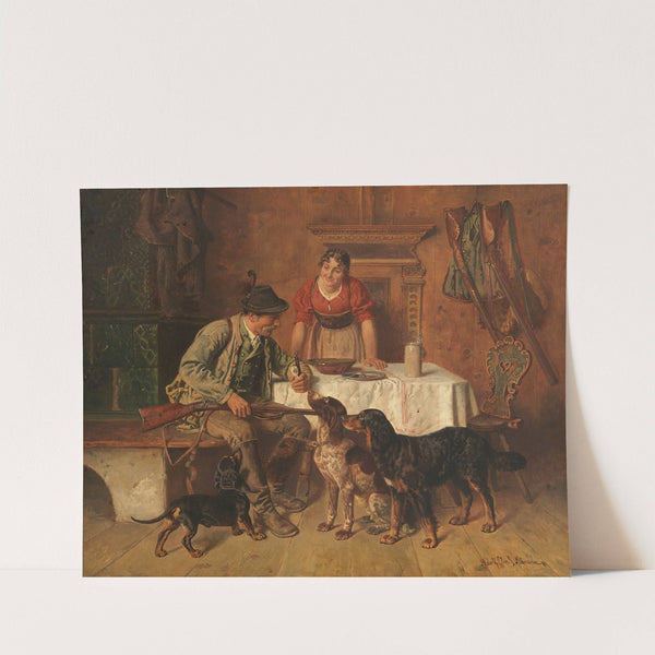 Brotzeit des Jägers (Ca. 1880-90) by Adolf Eberle