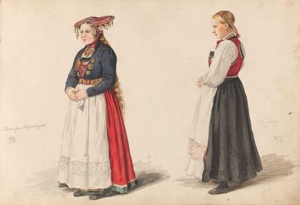 Brud fra Vossevangen; brudepike Guro Lødve (1855)