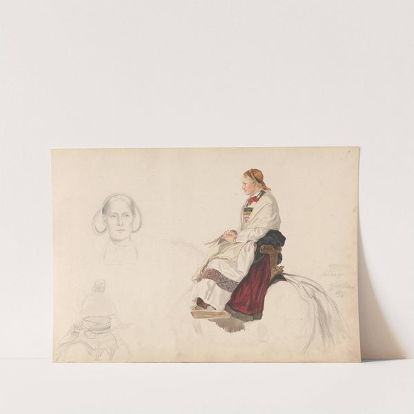 Brudepike Guro Lødve, Vossevangen (1855) by Adolph Tidemand