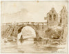 Brug in dijk en enkele huisjes