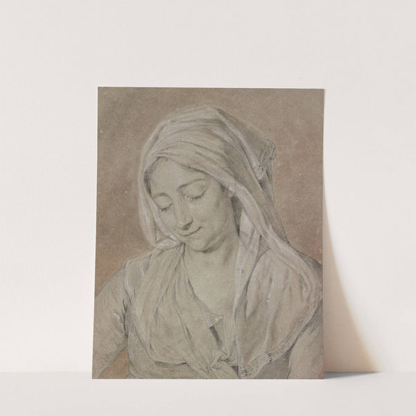 Brustbild einer niederblickenden Frau mit Kopftuch by Nicolas Bernard Lépicié