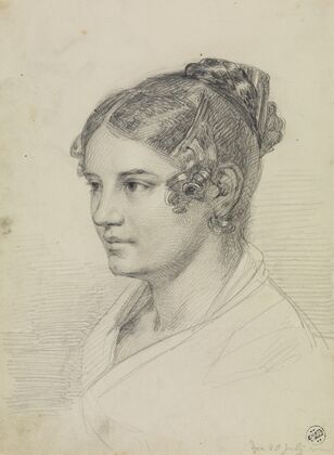 Brustbildnis einer jungen Frau, im Halbprofil nach links gewendet