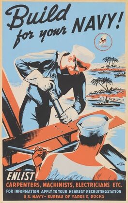 Build for your Navy! Enlist! Carpenters, machinists, electricians etc (1941) — size preview