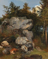 Burde Fuchs mit Beute in felsiger Landschaft