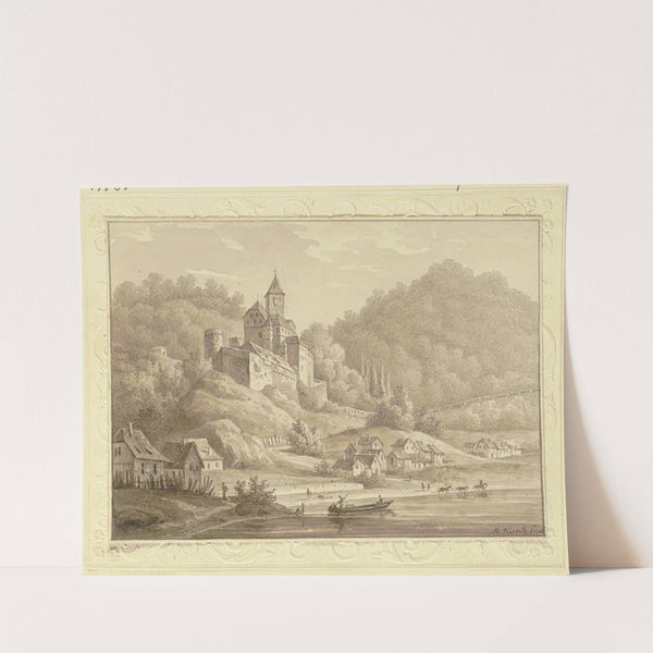 Burg auf einem Hügel an einem Fluss by Rudolf Kuntz