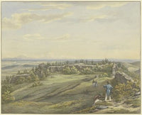 Burghof der Ruine Falkenstein mit Ausblick auf die Mainebene, den Odenwald und die Rheinberge