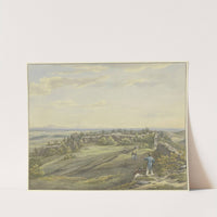 Burghof der Ruine Falkenstein mit Ausblick auf die Mainebene, den Odenwald und die Rheinberge by Carl Morgenstern