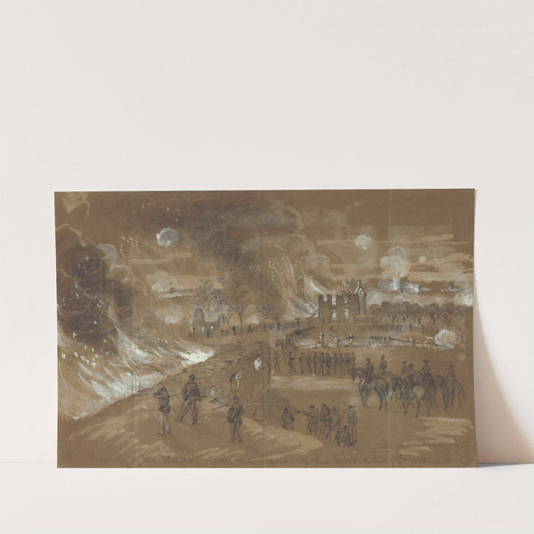 Burning of Mr. Muma&#039;s houses and barns at the fight of the 17th of Sept. by Alfred Rudolph Waud