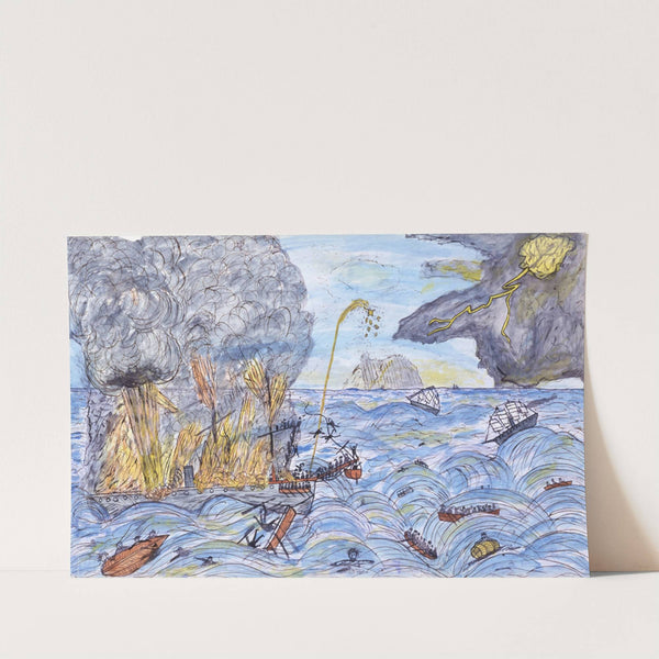 Burning of the Steamship Austria (ca. 1880) by Lawrence W. Ladd