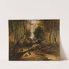 Bush landscape with waterfall and an aborigine stalking native animals, New South Wales by John Skinner Prout