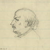 Bust-length profile portrait