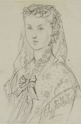Buste de femme portant une mantille (1862-1872)