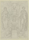 Büste Shakespeares, flankiert von Thalia und Melpomene