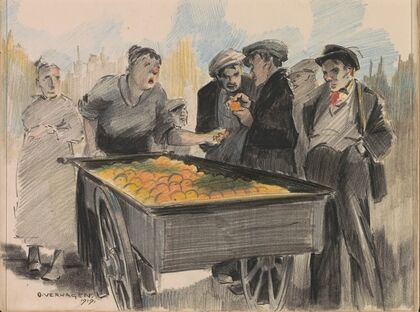 Bystanders at an orange seller (1919)