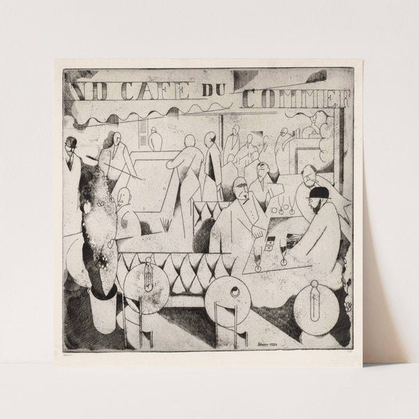 Caféinterieur met drinkende en biljartspelende mannen (1913) by Jean-Émile Laboureur