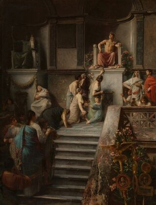 Caligula indulging in the worship of the people