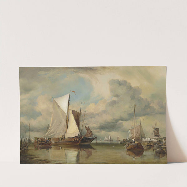 Calm on Zuider Zee; A Zuider Zee fishing haven (1876) by Edward William Cooke